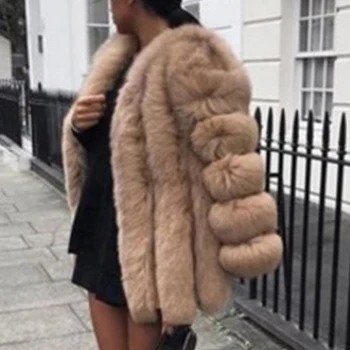 Kadın Ceket Vizon Palto Kış Üst Moda Kürk Ceket Zarif Kalın Sıcak Giyim Sahte Kürk Ceket Chaquetas Mujer 2023 L3