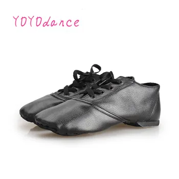 Kadın erkek Çocuk Sneakers Siyah PU Deri Dantel-Up Caz Dans Botları Bölünmüş Outsoles Kapalı Dans Ayakkabı Modern Dans Ayakkabıları