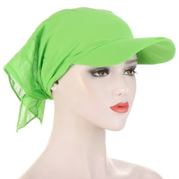 Kadın Klasik Türban Şapka Düz Renk Açık Ağız Güneşlik Şapka Kadın Moda Kare Eşarp Kap Yumuşak Başörtüsü beyzbol şapkası
