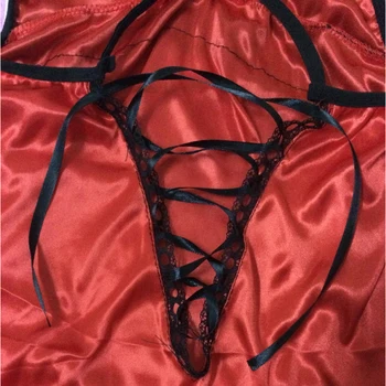 Kadın Seksi Iç Çamaşırı Sıcak Porno Dantel Elbise + G-thongs Backless Yay Iç Çamaşırı Erotik Kostüm Egzotik Giyim Üniforma Lengerie Kadın