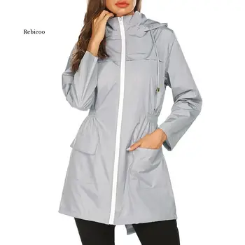Kadın Su Geçirmez Packable Kapüşonlu Ceket Açık Yürüyüş Giyim Hafif Yağmurluk Kadınlar için
