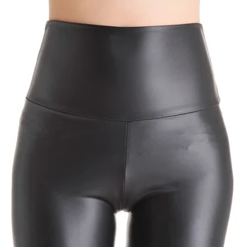 Kadın Suni Deri Tayt Yüksek Bel Yansıtıcı Parlak ince pantolon Push Up Legging Seksi Elastik Pantolon Pantalones Streetwear