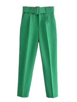 Kadın Zarif Yeşil İnce Blazer Takım Elbise 2022 İlkbahar Sonbahar Kadın Tatlı Katı kalem pantolon Takım Elbise Bayanlar Temel Blazers 2 Adet Setleri