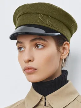 Kadın Şapka Newsboy Kapaklar Düz mektup Ekose Askeri Kapaklar İngiliz Vintage vizör kapağı