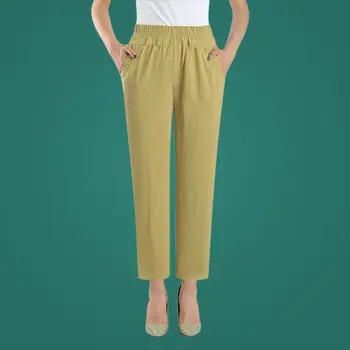 Kadınlar 2021 Yaz Moda Orta Yaşlı Gevşek Pantolon Kadın Elastik Bel rahat pantolon Bayanlar Düz Renk düz pantolon L257