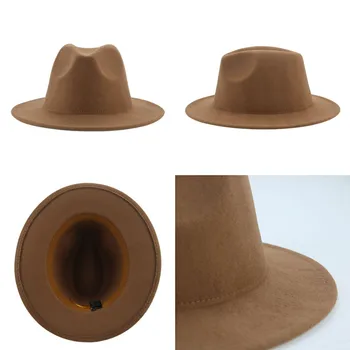 Kadınlar için şapka Lüks Fedora Şapka Kadın Panama Katı Geniş Ağız Kış Erkek Şapka Vintage Siyah Beyaz Resmi Düğün Sombrero Hombre