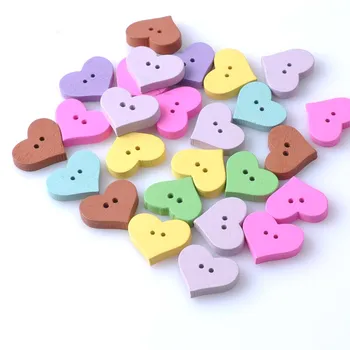 Kalp Ahşap dekoratif Düğmeler Rastgele Karışık 20x16mm Scrapbooking Craft Dikiş Malzemeleri 50 adet MT0299x