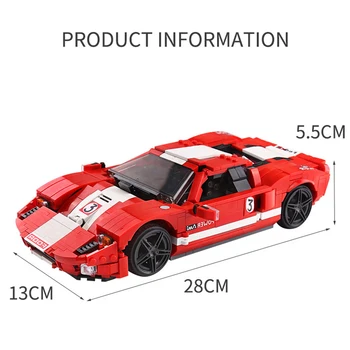 Kalıp Kral 10001 Kırmızı GT Süper Araba Yarışı Uyumlu MOC 20825 Yapı Taşları Tuğla Eğitici Oyuncaklar Doğum Günü Hediyeleri
