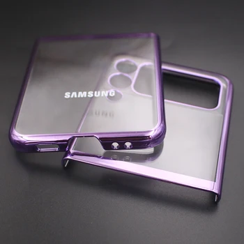 Kaplama Çerçeve samsung kılıfı Galaxy Z Flip 3 4 5G Şeffaf arka kapak Sert PC Darbeye Dayanıklı Tampon Galaxy Z Flip3 Flip4 5G
