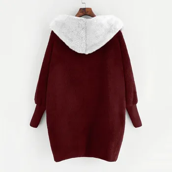 Kapüşonlu Sweatshirt Ceket kadın Kış Ceket Sıcak Peluş Cepler Pamuk Ceket Dış Giyim Harajuku Kolej Tarzı Bombacı Ceket 4