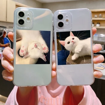 Kar Beyaz Bebek Kedi Durumda iPhone 11 İçin 14 13 12 Pro Max 12 13 Mini X XR XS Max SE 6 7 8 Artı telefon Kılıfı Coque Arka Funda