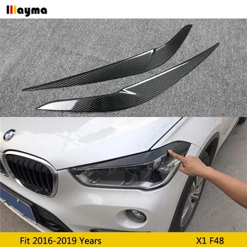 Karbon fiber far kapağı göz kapağı BMW X1 F48 20i sdrive 25i xdrive 2016 - 2019 Araba dekoratif ön lamba kaş etiket