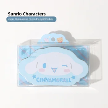 Karikatür Anime Sanrioed Cinnamoroll Bebek makyaj fırçası Kuru Temizleme Kutusu Kawaii Sevimli Makyaj Araçları Temizleme Artık Toz Sünger
