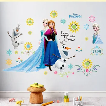 Karikatür Dondurulmuş Elsa Anna Prenses Duvar Sticker Çocuk Odası Yatak Odası Dekorasyon Kreş Ev Dekorasyonu Çıkartmaları Vinil Duvar DIY Posteri