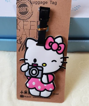 Karikatür Kedi Hello Kitty Bagaj Etiketi Seyahat Çantası Bagaj Etiketi Sırt Çantası Bagaj Listesi Silikon Check-in Kartı