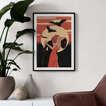 Karikatür Lezbiyen Kadın duvar sanatı tuval yağlıboya Vintage İskandinav Posterler Ve Baskı Galeri Duvar Resimleri Için Oturma Odası Ev Dekor