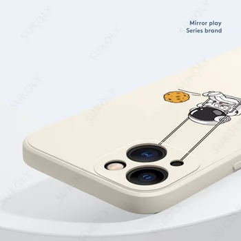 Karikatür Silikon Astronot Yumuşak Kılıf iPhone 13 12 11 14 Pro Max XR XS X 7 8 Artı SE Darbeye Dayanıklı Kapak iPhone 14 13 12 11