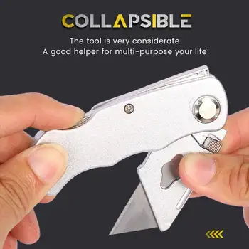 Katlanabilir Maket Bıçağı Seti Paslanmaz çelik Bıçak Kesme Kutusu Kağıt Elektrik Kablosu Hızlı Değişim Bıçak Bıçak Dropshipping