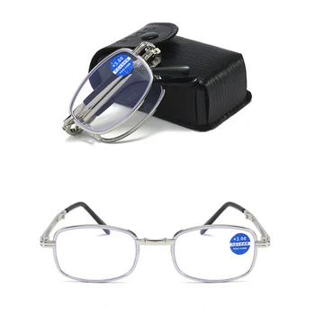 Katlanır metal anti-mavi ışık okuma gözlüğü büyüteç tam çerçeve erkekler ve kadınlar high-end okuma gözlüğü kutusu ile
