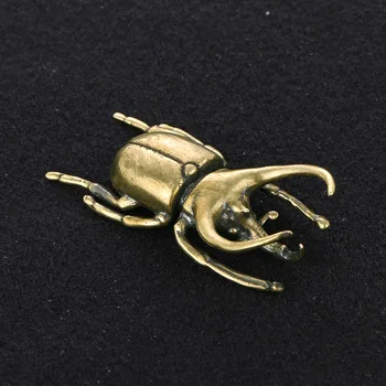 Katı Pirinç Böcek Trypoxylus Figürler Minyatürleri Çay Pet Komik Böceği El Sanatları Koleksiyonu Masaüstü Küçük Süs Ev Dekorasyon