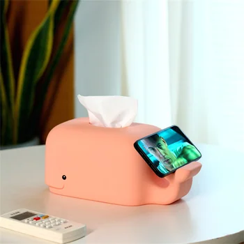 Kawaii Balina silikon Doku Kutusu telefon tutucu Masaüstü Peçete Tutucu Dağıtıcı Durumda Mutfak Banyo Ev Ofis Saklama Kutuları
