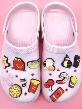 Kawaii Gıda Kızartması PVC Pimleri Croc Takılar Tasarımcı Takunya Ayakkabı Aksesuarları Orijinal Toka Süslemeleri Fit Bilekliği Çocuklar Parti Hediye