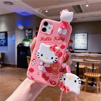 Kawaii Sanrio Anime Benim Melodi Sevimli Hello Kitty Ktcat Girly Kalp Karikatür Telefon Kılıfı iPhone 11/12/13 Pro Max Oyuncak Kızlar için