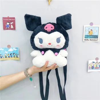 Kawaii Sanrio Peluş Sırt Çantası Kuromi kızlar için sırt çantaları Anime Peluş Çanta Doldurulmuş Hayvanlar Oyuncaklar Kız Bebek için noel hediyesi