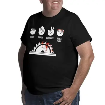 Kaya Kağıt Makas Masa Testere erkek t-shirtü Komik Marangoz Pamuk Büyük Uzun Tees T Gömlek Artı Boyutu 4XL 5XL 6XL Giysileri