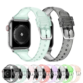 Kayış apple saat bandı 40mm 44mm 38mm 42mm silikon bilezik iWatch serisi 6 se 3 5 4 Glitter Watchband apple watch