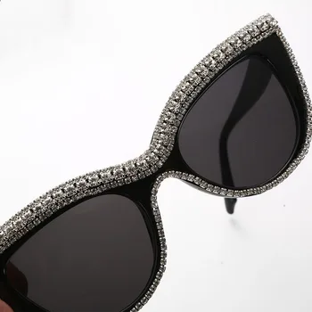 Kedi Gözü Lüks Güneş Gözlüğü kadın UV400 Erkek Elmas güneş gözlüğü Kristal Bayanlar Kızlar Sunglass Bling Shades Óculos de sol