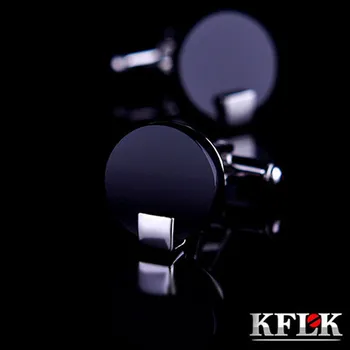 KFLK Lüks gömlek kol düğmesi erkek hediye için Marka manşet düğmeleri Siyah manşet Yüksek Kaliteli Yuvarlak abotoadura gemelos Takı