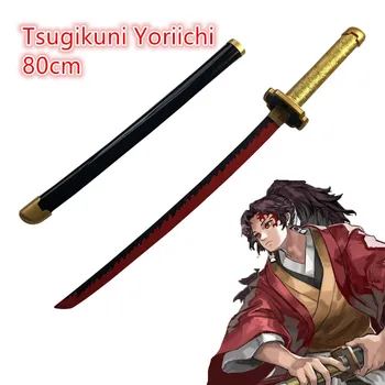 Kimetsu hiçbir Yaiba Kılıç Silah iblis avcısı Rengoku Kyoujurou B Cosplay Kılıç 1: 1 Anime Ninja Bıçak ahşap oyuncak 80cm