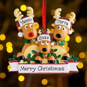 Kişiselleştirilmiş Noel Ren Geyiği Sevimli Ren Geyiği Aile 3 4 5 6 7 & 8 Narin Noel Ağacı Dekorasyon İçin Özel Hediyeler Aile