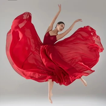 Klasik Dans Gazlı Bez Etek Zarif Ulusal Modern Oryantal dans kostümü 720 Derece Büyük Salıncak Etek Pratik Oryantal Dans