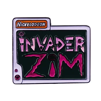 Klasik Karikatür TV Serisi Logo Invader Ziim Emaye Broş Pin Ceket Yaka İğneler Broş Rozeti Zarif Takı Aksesuarları
