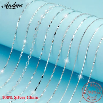 Klasik Temel Zincir Kolye 100 %925 Ayar Gümüş ıstakoz kanca Ayarlanabilir Kolye 45cm moda takı Kadınlar için