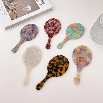 Kore Moda Retro Küçük Makyaj Oval Dalgalı Yan Ayna Kaplumbağa Asetat Günlük Yaşam El Çantası makyaj aynası Kızlar İçin