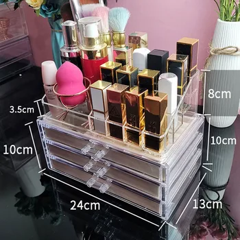 Kozmetik saklama kutusu Takı saklama kutusu makyaj Organizatör Ruj Standı Küpe Ekran Standı Çekmece Şeffaf Akrilik
