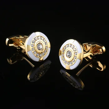 Kristal Serisi İş Kol Düğmeleri Kişilik Erkekler Günlük Ziyafet düğün takısı Hediyeler Rhinestone Fransız Gömlek Kol Düğmeleri Altın