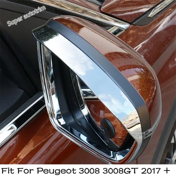 Krom dikiz aynası Yağmur Gölge Yağmur Geçirmez Bıçakları Kapak Trim 2 ADET Peugeot 3008 İçin Fit 3008GT 2017-2022 Dış Aksesuarlar