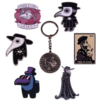Kuzgun Kafatası Kuş Yüz P Doktor Broş Ölüm Pin Anahtarlık Vintage Anahtarlık Gizli Gotik Ölüm SteamPunk Takı Aksesuarları