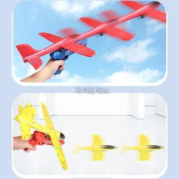 Köpük Uçak Başlatıcısı Kabarcık Uçak Tabancası El Atmak Mancınık Uçak Planör Oyuncaklar Çocuklar için Erkek Açık Uzun Menzilli Çekim Oyunları