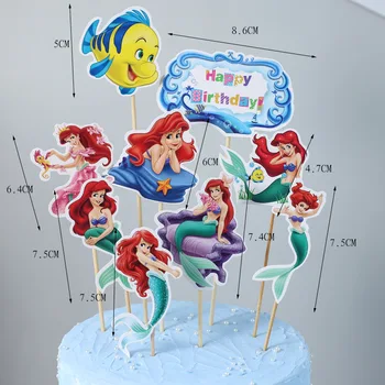Küçük Denizkızı Ariel Tema Parti Malzemeleri Disney Çocuk Doğum Günü Tek Kullanımlık Sofra Masa Örtüsü Bardak hediye çantası Kek Dekorasyon