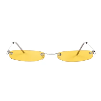 Küçük Güneş Gözlüğü Kadın Erkek Marka Tasarımcısı Çerçevesiz Dar Gözlük Lüks Trend Alaşım güneş gözlüğü Streetwear UV400