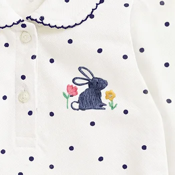 Küçük maven 2023 Bebek Kız polo tişört Beyaz Tavşan Pamuk Güzel Çocuk günlük kıyafetler Çocuklar için Güzel 2-7 yıl