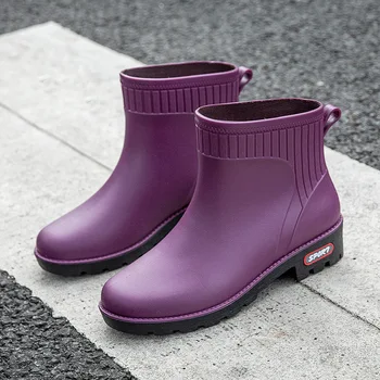 Kısa Tüp Moda Dört Mevsim yağmur çizmeleri Kadın Düşük Tüp Rahat Bayanlar yağmur çizmeleri PVC İş su geçirmez ayakkabı Kadın galoş YENİ