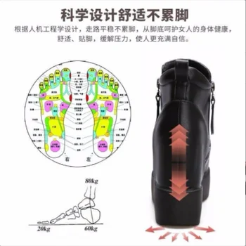 Kısa çizmeler kadın kalın tabanlı iç artış sıcaklık kadın ayakkabı kama topuk süper yüksek topuk su geçirmez platformu 2021 çizmeler