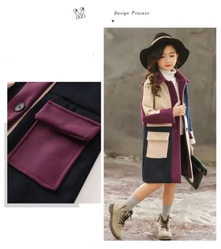 Kız Ceket Sonbahar kışlık ceketler Kızlar İçin yün paltolar Moda Çocuk Giyim Kız Giyim Ceket 4 6 8 10 12 13 Yıl
