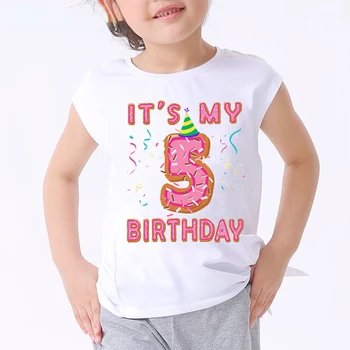 Kız Gömlek Çocuk T Shirt Numarası 1 2 3 4 5 6 8 9 Mutlu doğum günü hediyesi Çocuklar Harfler Sevimli Tişörtleri Baskı Elbise Erkek ve Kız